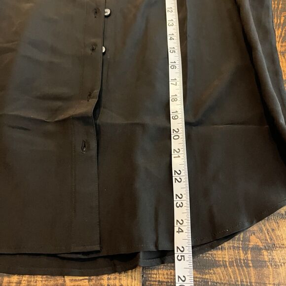 Boden Black Silk Button Up Shirt Sz 12 Carrier Minimalism 248 - Picture 6 of 6